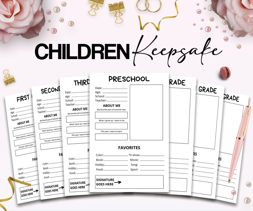 Children keepsake Logbook Journal 6×9″ Canva Editable Template, Canva KDP Kids editable interior digital and printable,
