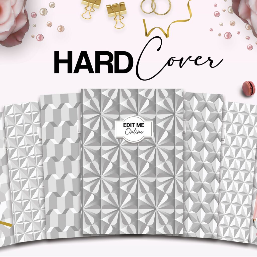 9 Pattern Hardcover Template Canva Editable For Notebook, Journal, Novel, Hard Covers, Canva template For KDP Cover 6×9″ 120 pages