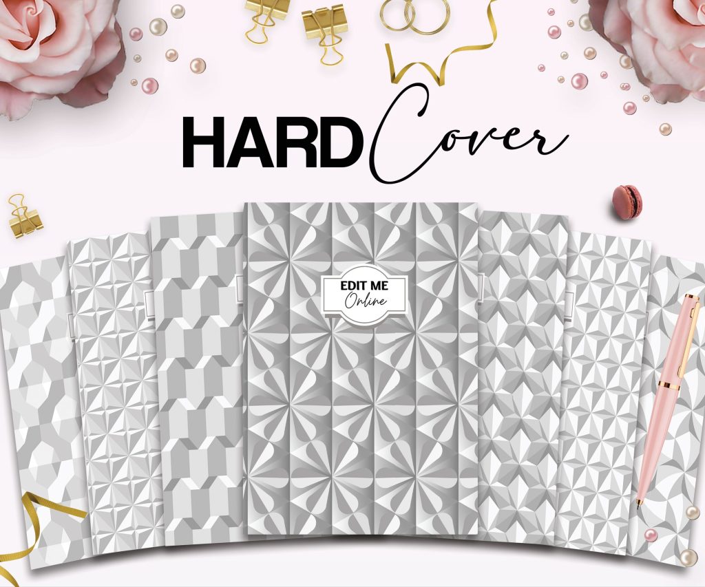 9 Pattern Hardcover Template Canva Editable For Notebook, Journal, Novel, Hard Covers, Canva template For KDP Cover 6×9″ 120 pages