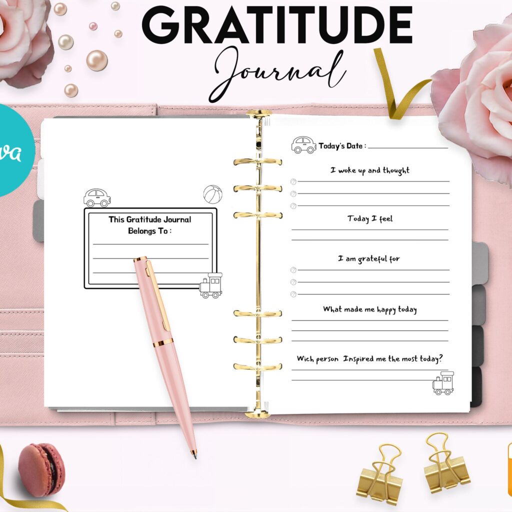 Gratitude Journal for kids 6×9″ Canva Editable Template, Canva KDP Kids editable interior digital and printable,