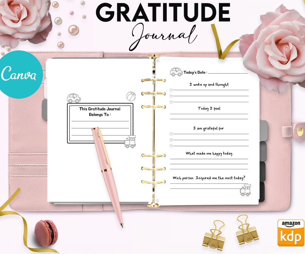 Gratitude Journal for kids 6×9″ Canva Editable Template, Canva KDP Kids editable interior digital and printable,