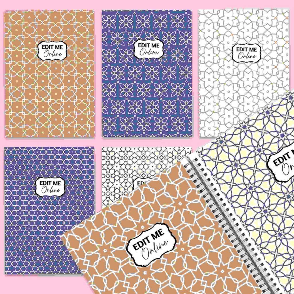 Arabic Book Pattern Canva Templates: 120 Pages for Journals, Notebooks, and Binders – 6×9