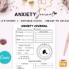 Anxiety Journal 6×9″ Canva Editable Template, Canva KDP editable interior for men women, digital and printable