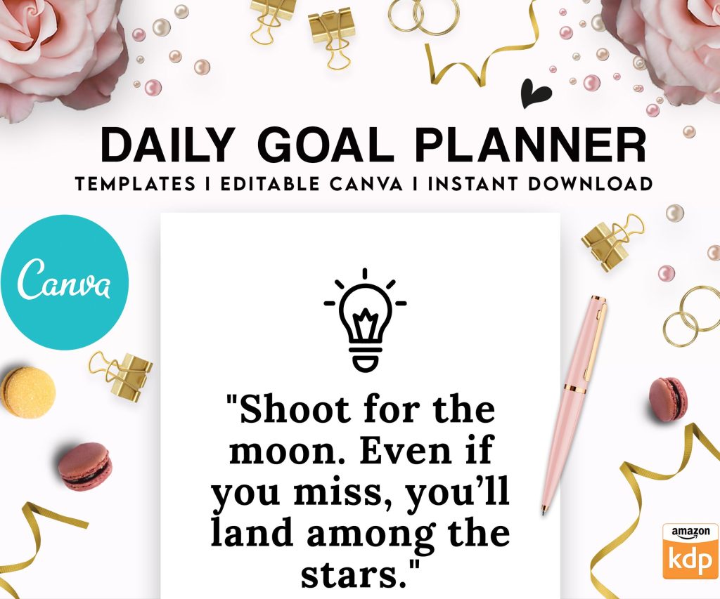Canva Daily Goal Planner 5 Templates for Journal, Canva KDP Planner editable interiors Bundle COMMERCIAL USE