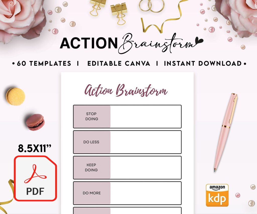 Manifestation Dream life Journal 8.5×11″ Canva Editable 60 Templates, Canva KDP editable interior workbook, digital and printable.
