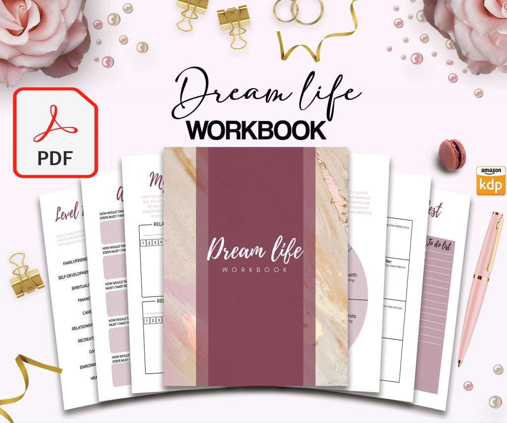 Manifestation Dream life Journal 8.5×11″ Canva Editable 60 Templates, Canva KDP editable interior workbook, digital and printable.