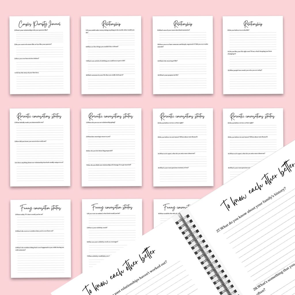 Couples & Relationship guided journal With Prompts 26 Editable Templates, 8.5×11″ Canva KDP Planner editable interiors Bundle COMMERCIAL Use