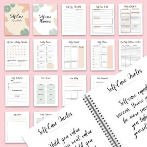 Self-care self love wellness, guided journal With Prompts 63 Editable Templates, 8.5×11″ Canva KDP Planner editable interiors Bundle COMMERCIAL Use