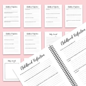 Childhood Reflection guided journal With Prompts 30 Editable Templates 100 questions, 8.5×11″ Canva KDP Planner editable interiors Bundle COMMERCIAL Use
