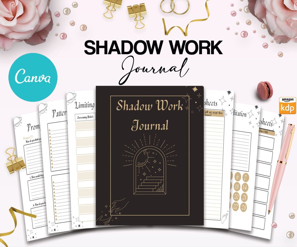 Shadow work guided journal With Prompts 100 Editable Templates, 8.5×11″ Canva KDP Planner editable interiors Bundle COMMERCIAL Use