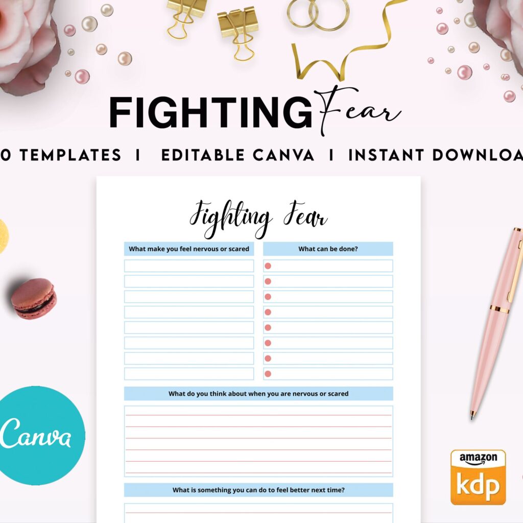 Mental Health guided therapy journal With Prompts 60 Editable Templates, 8.5×11″ Canva KDP Planner editable interiors Bundle COMMERCIAL Use
