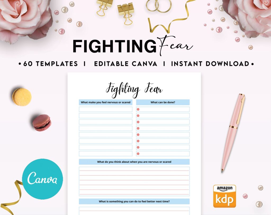 Mental Health guided therapy journal With Prompts 60 Editable Templates, 8.5×11″ Canva KDP Planner editable interiors Bundle COMMERCIAL Use