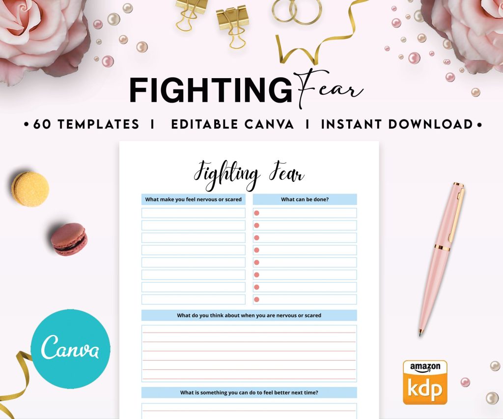 Mental Health guided therapy journal With Prompts 60 Editable Templates, 8.5×11″ Canva KDP Planner editable interiors Bundle COMMERCIAL Use