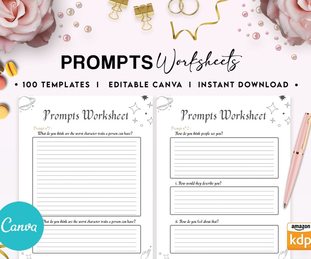 Shadow work guided journal With Prompts 100 Editable Templates, 8.5×11″ Canva KDP Planner editable interiors Bundle COMMERCIAL Use