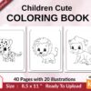 cute coloring book pages, Children Cute Coloring book KDP interior For Kids aged 2-4 4-8, 8.5×11 PDF FILE Used as Low Content Book, Ready To Upload COMMERCIAL Use