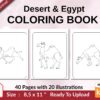 Desert & Egypt Coloring book KDP interior For Kids aged 2-4 4-8, 8.5×11 PDF FILE Used as Low Content Book, Ready To Upload COMMERCIAL Use