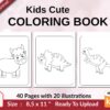 Kids Cute Coloring book KDP interior For Kids aged 2-4 4-8, 8.5×11 PDF FILE Used as Low Content Book, Ready To Upload COMMERCIAL Use