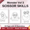 Monster Vol 3 Scissor Skills KDP interior Activity book For Kids aged 2-4 4-8, size 8.5×11 inch PDF FILE Used as Low Content Book, Ready To Upload COMMERCIAL Use
