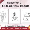 Space Vol 2 Coloring book KDP interior For Kids aged 2-4 4-8, 8.5×11 PDF FILE Used as Low Content Book, Ready To Upload COMMERCIAL Use