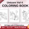 Unicorn Vol 4 Coloring book KDP interior For Kids aged 2-4 4-8, 8.5×11 PDF FILE Used as Low Content Book, Ready To Upload COMMERCIAL Use