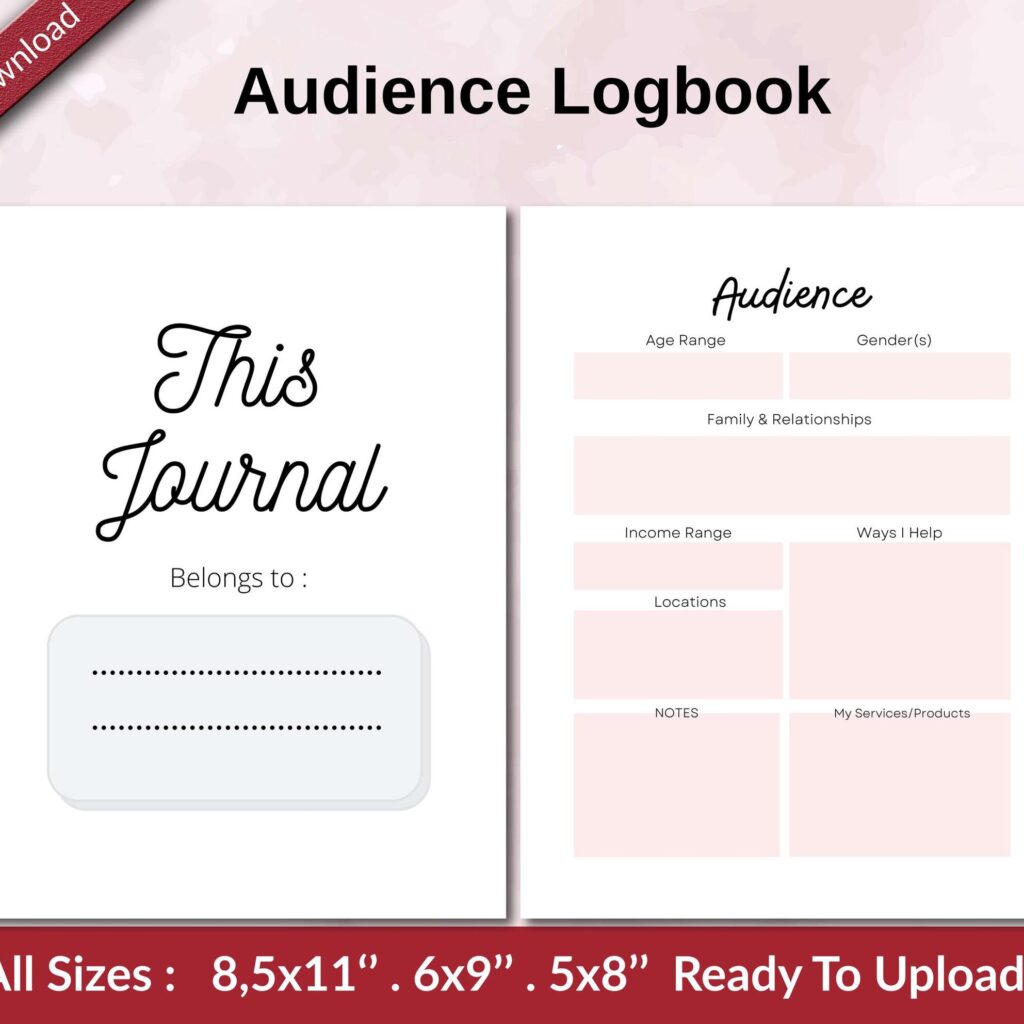 Audience Logbook KDP interior Ready To Upload, Sizes 8.5×11 6×9 5×8 inch PDF FILE Used as Amazon KDP Paperback Low Content Book, journal, Notebook, Planner, COMMERCIAL Use