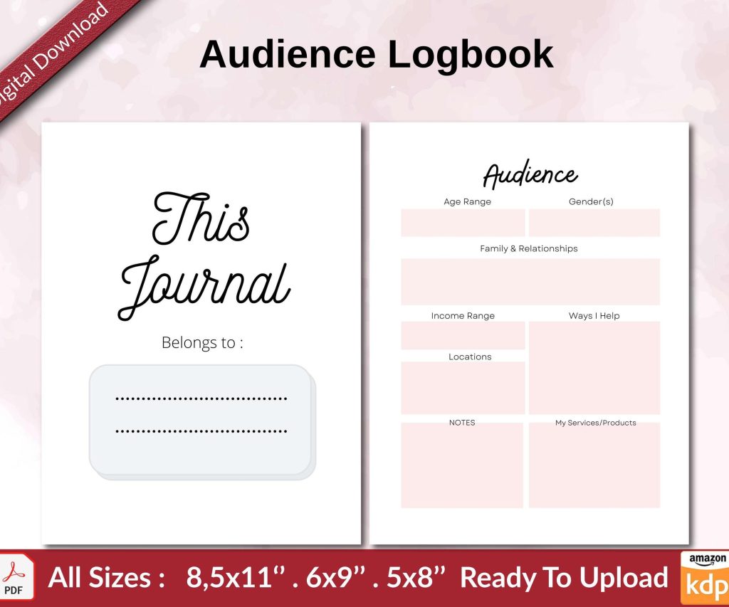 Audience Logbook KDP interior Ready To Upload, Sizes 8.5×11 6×9 5×8 inch PDF FILE Used as Amazon KDP Paperback Low Content Book, journal, Notebook, Planner, COMMERCIAL Use