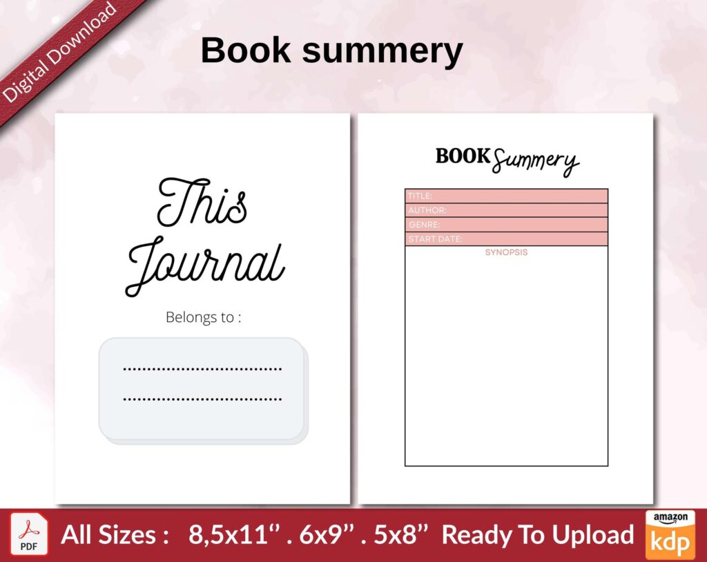 Book summery KDP interior Ready To Upload, Sizes 8.5×11 6×9 5×8 inch PDF FILE Used as Amazon KDP Paperback Low Content Book, journal, Notebook, Planner, COMMERCIAL Use