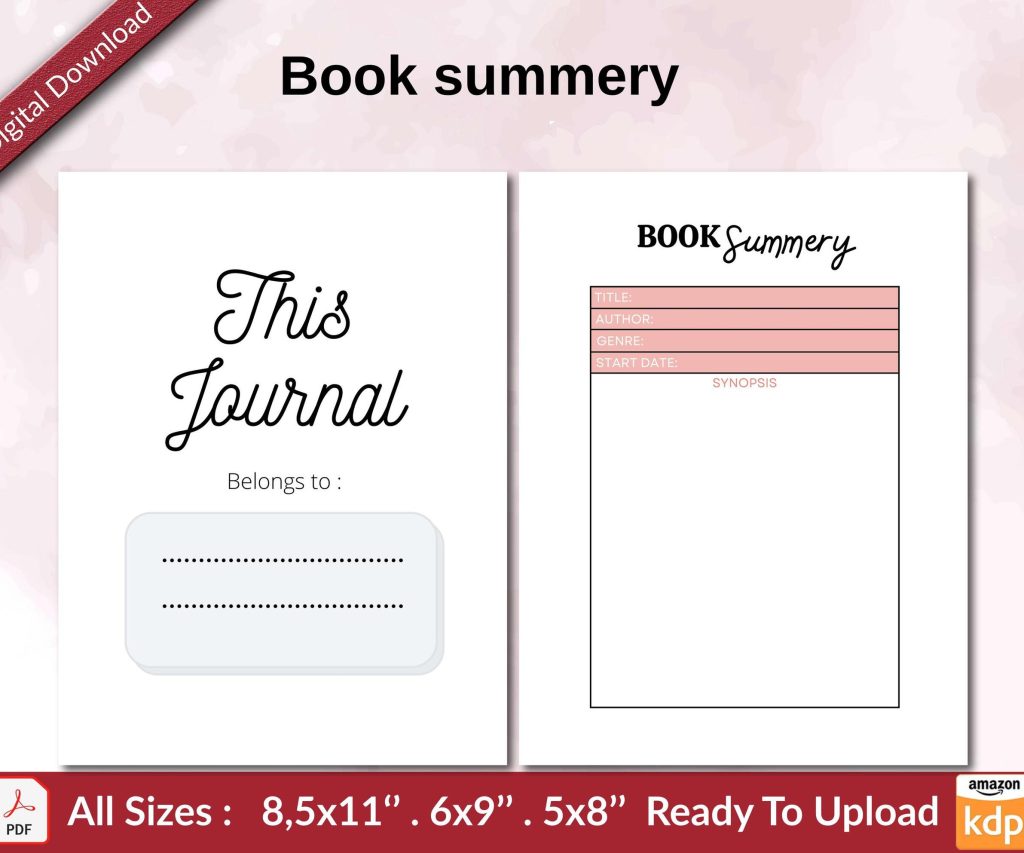 Book summery KDP interior Ready To Upload, Sizes 8.5×11 6×9 5×8 inch PDF FILE Used as Amazon KDP Paperback Low Content Book, journal, Notebook, Planner, COMMERCIAL Use