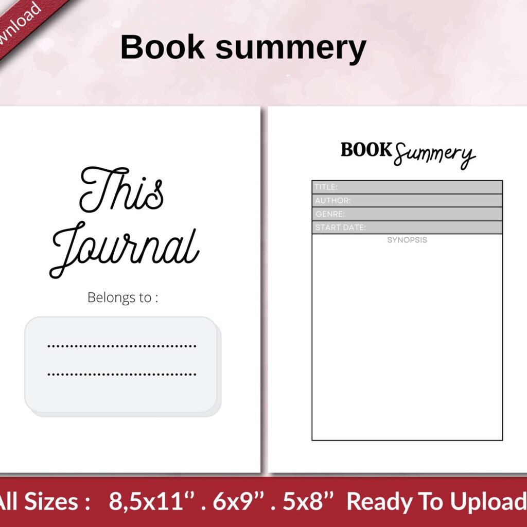 Book summery KDP interior Ready To Upload, Sizes 8.5×11 6×9 5×8 inch PDF FILE Used as Amazon KDP Paperback Low Content Book, journal, Notebook, Planner, COMMERCIAL Use