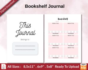 Bookshelf Journal KDP interior Ready To Upload, Sizes 8.5×11 6×9 5×8 inch PDF FILE Used as Amazon KDP Paperback Low Content Book, journal, Notebook, Planner, COMMERCIAL Use
