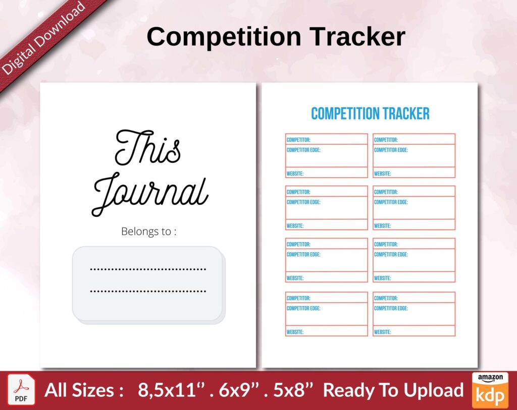 Competition Tracker KDP interior Ready To Upload, Sizes 8.5×11 6×9 5×8 inch PDF FILE Used as Amazon KDP Paperback Low Content Book, journal, Notebook, Planner, COMMERCIAL Use
