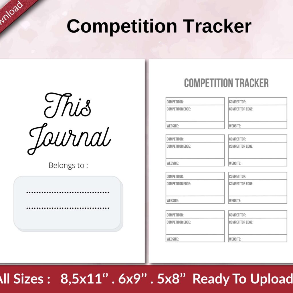 Competition Tracker KDP interior Ready To Upload, Sizes 8.5×11 6×9 5×8 inch PDF FILE Used as Amazon KDP Paperback Low Content Book, journal, Notebook, Planner, COMMERCIAL Use