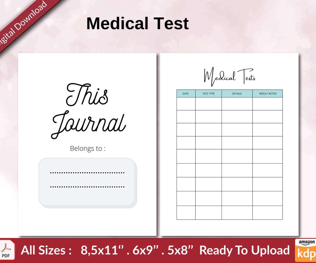 Medical Test KDP interior Ready To Upload, Sizes 8.5×11 6×9 5×8 inch PDF FILE Used as Amazon KDP Paperback Low Content Book, journal, Notebook, Planner, COMMERCIAL Use