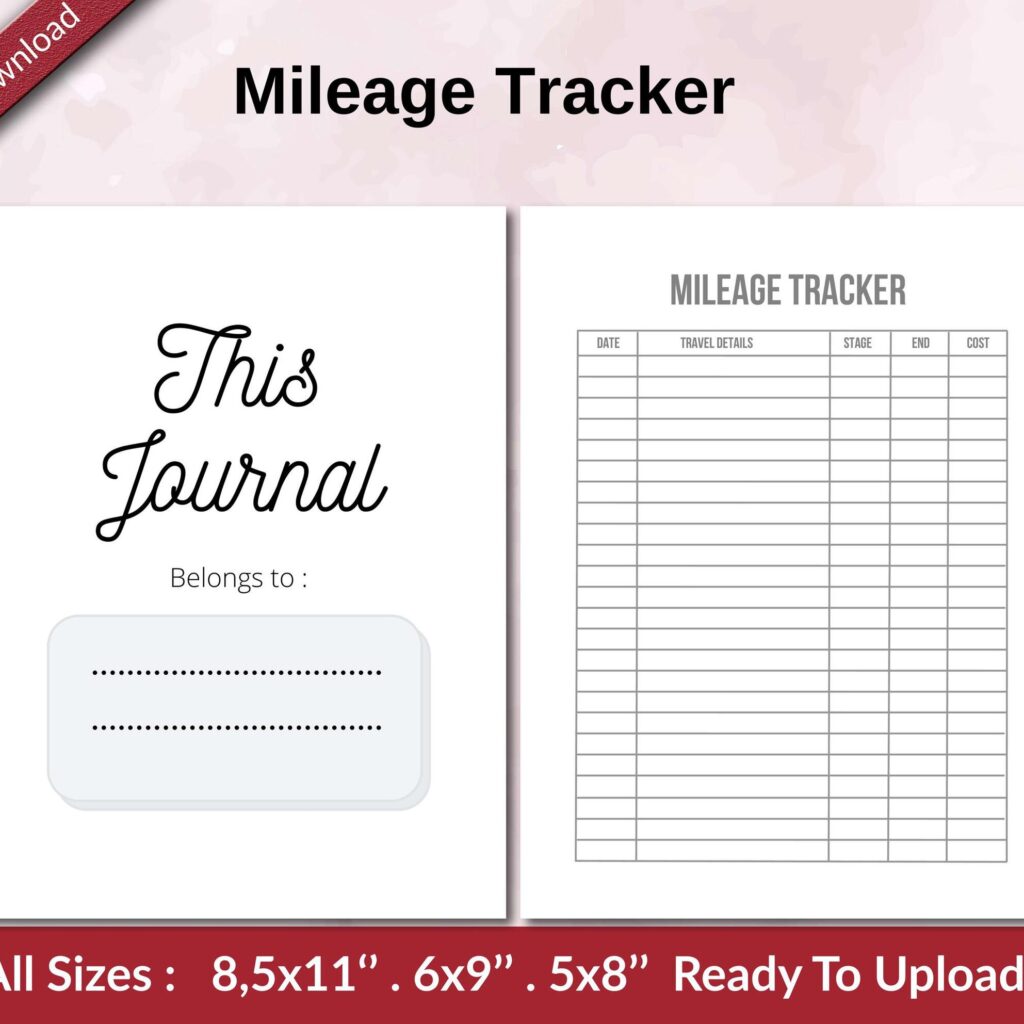 Mileage Tracker KDP interior Ready To Upload, Sizes 8.5×11 6×9 5×8 inch PDF FILE Used as Amazon KDP Paperback Low Content Book, journal, Notebook, Planner, COMMERCIAL Use