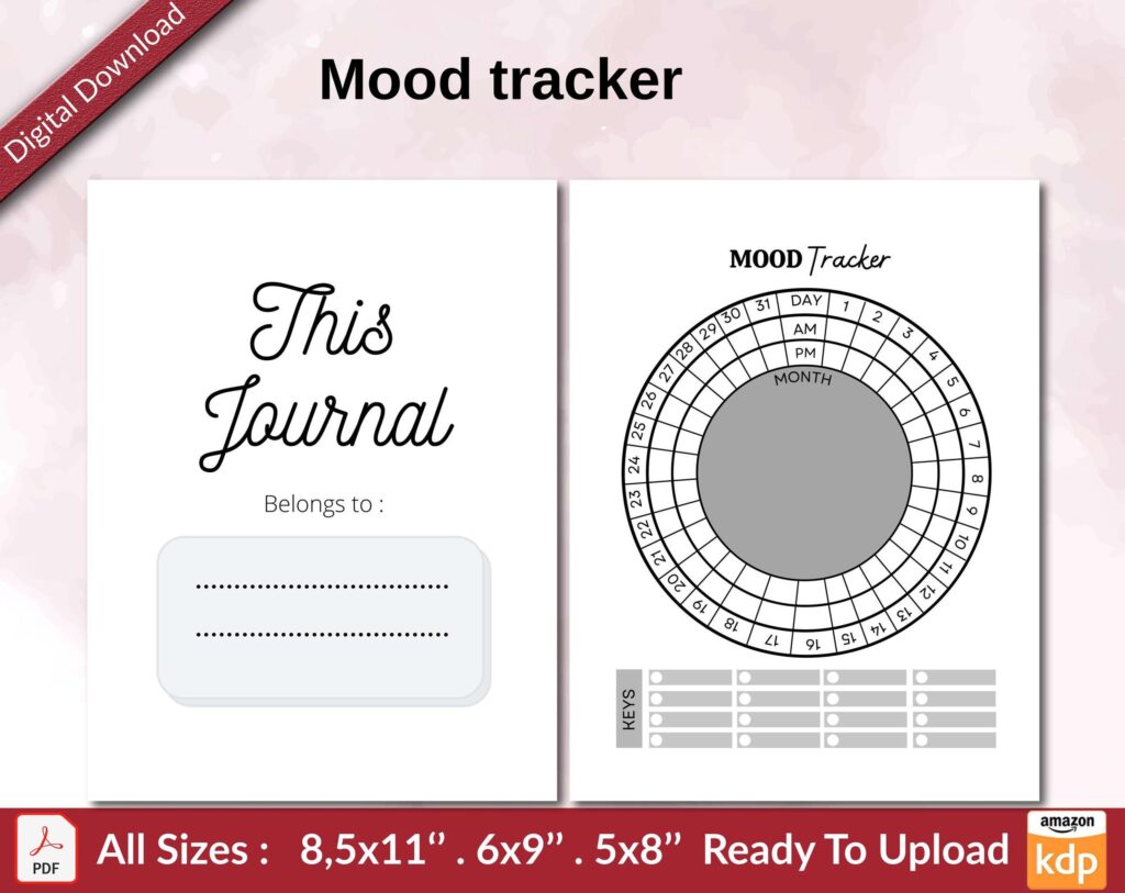 Mood tracker KDP interior Ready To Upload, Sizes 8.5×11 6×9 5×8 inch PDF FILE Used as Amazon KDP Paperback Low Content Book, journal, Notebook, Planner, COMMERCIAL Use