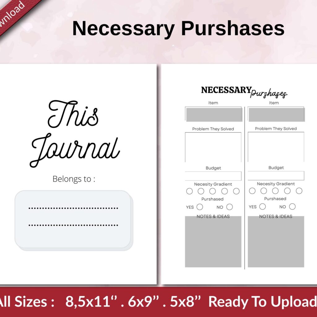 Necessary Purshases KDP interior Ready To Upload, Sizes 8.5×11 6×9 5×8 inch PDF FILE Used as Amazon KDP Paperback Low Content Book, journal, Notebook, Planner, COMMERCIAL Use