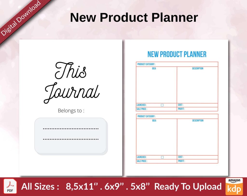 New Product Planner KDP interior Ready To Upload, Sizes 8.5×11 6×9 5×8 inch PDF FILE Used as Amazon KDP Paperback Low Content Book, journal, Notebook, Planner, COMMERCIAL Use