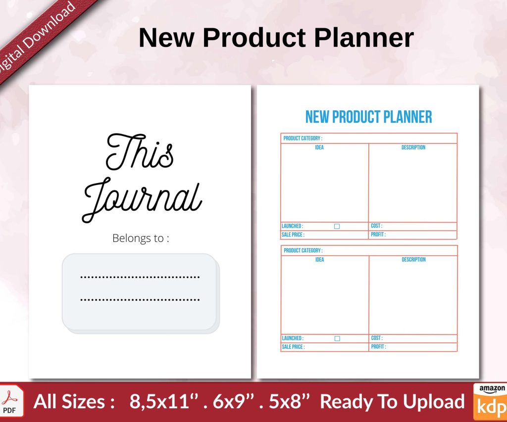 New Product Planner KDP interior Ready To Upload, Sizes 8.5×11 6×9 5×8 inch PDF FILE Used as Amazon KDP Paperback Low Content Book, journal, Notebook, Planner, COMMERCIAL Use