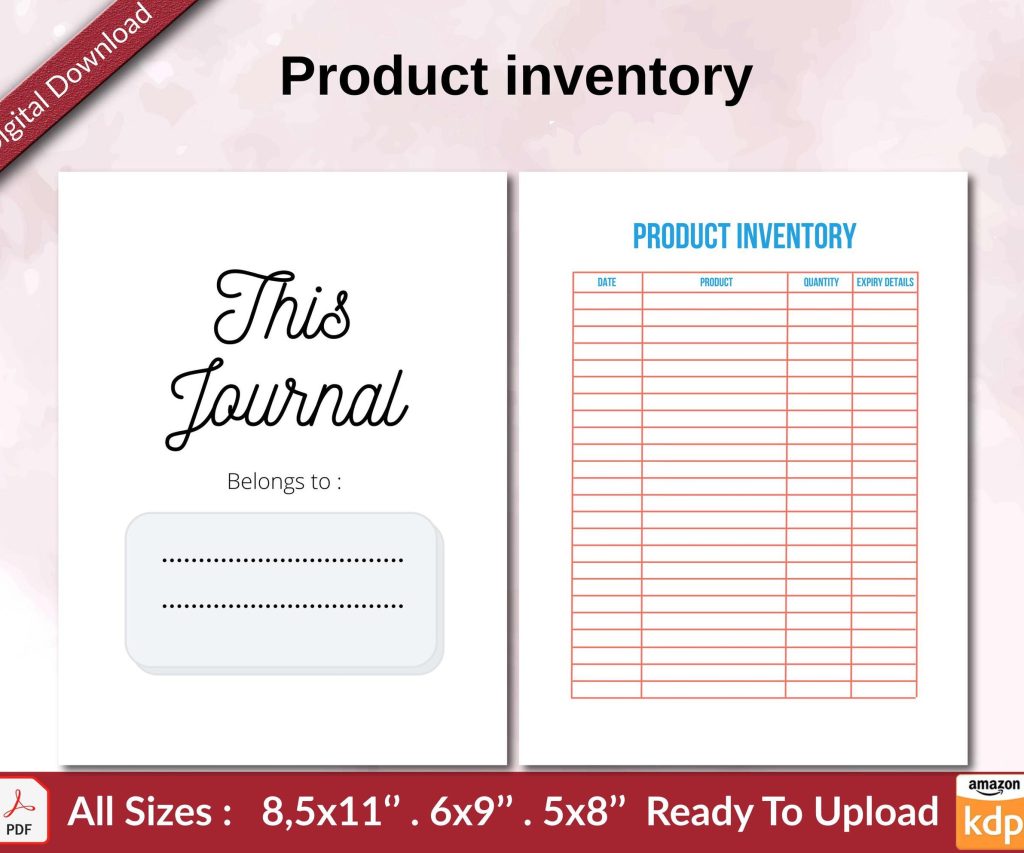 Product inventory KDP interior Ready To Upload, Sizes 8.5×11 6×9 5×8 inch PDF FILE Used as Amazon KDP Paperback Low Content Book, journal, Notebook, Planner, COMMERCIAL Use