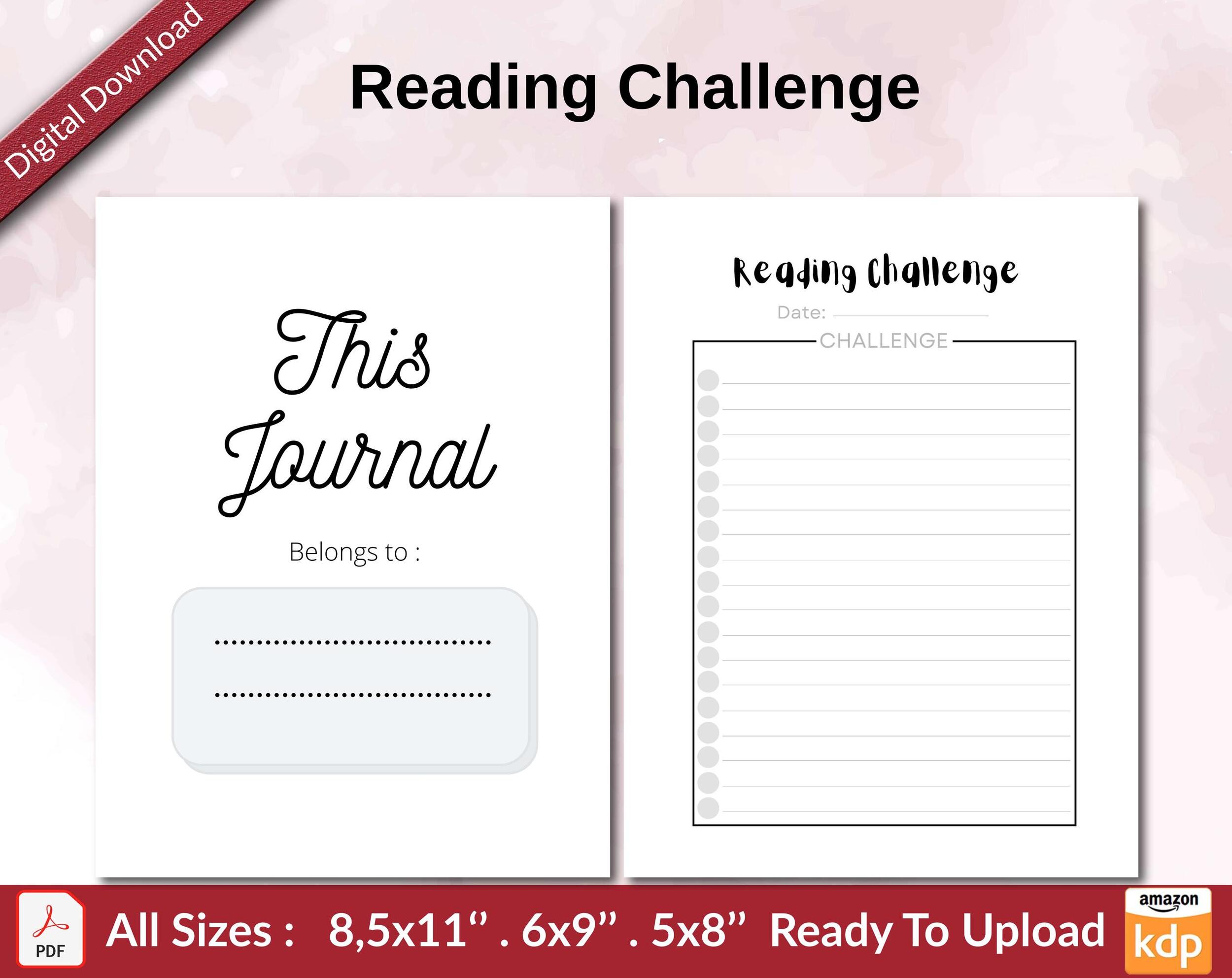 Reading Challenge KDP interior Ready To Upload, Sizes 8.5×11 6×9 5×8 inch PDF FILE Used as Amazon KDP Paperback Low Content Book, journal, Notebook, Planner, COMMERCIAL Use Reading Challenge KDP interior Ready To Upload, Sizes 8.5×11 6×9 5×8 inch PDF FILE Used as Amazon KDP Paperback Low Content Book, journal, Notebook, Planner, COMMERCIAL Use