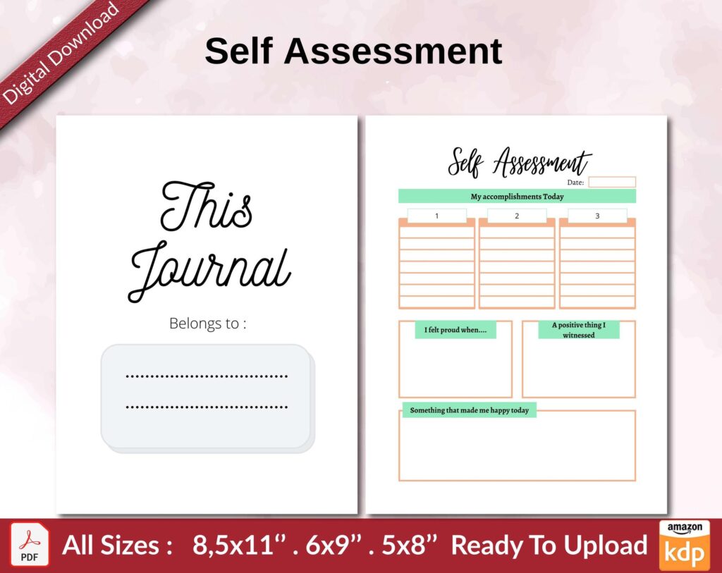 Self Assessment KDP interior Ready To Upload, Sizes 8.5×11 6×9 5×8 inch PDF FILE Used as Amazon KDP Paperback Low Content Book, journal, Notebook, Planner, COMMERCIAL Use