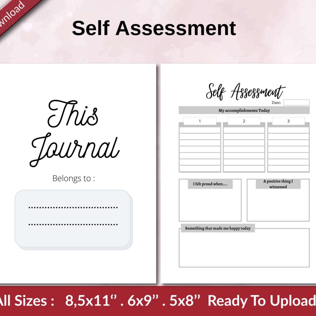Self Assessment KDP interior Ready To Upload, Sizes 8.5×11 6×9 5×8 inch PDF FILE Used as Amazon KDP Paperback Low Content Book, journal, Notebook, Planner, COMMERCIAL Use