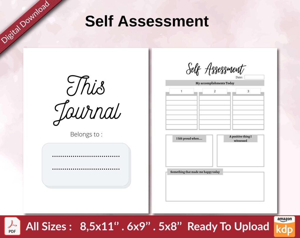 Self Assessment KDP interior Ready To Upload, Sizes 8.5×11 6×9 5×8 inch PDF FILE Used as Amazon KDP Paperback Low Content Book, journal, Notebook, Planner, COMMERCIAL Use