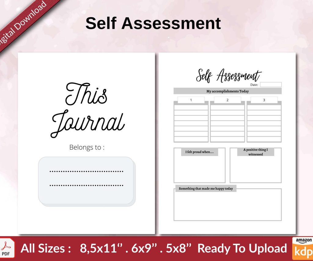 Self Assessment KDP interior Ready To Upload, Sizes 8.5×11 6×9 5×8 inch PDF FILE Used as Amazon KDP Paperback Low Content Book, journal, Notebook, Planner, COMMERCIAL Use