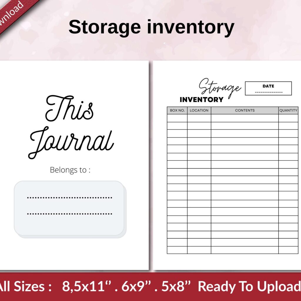 Storage inventory KDP interior Ready To Upload, Sizes 8.5×11 6×9 5×8 inch PDF FILE Used as Amazon KDP Paperback Low Content Book, journal, Notebook, Planner, COMMERCIAL Use