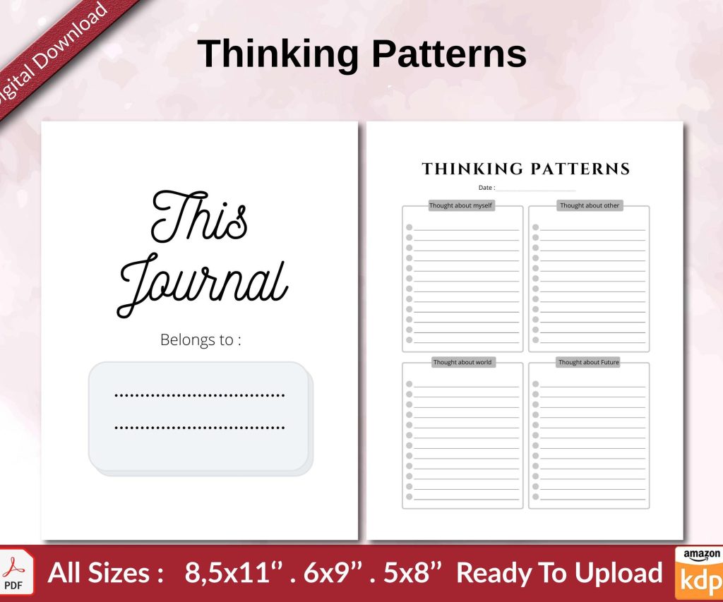 Thinking Patterns KDP interior Ready To Upload, Sizes 8.5×11 6×9 5×8 inch PDF FILE Used as Amazon KDP Paperback Low Content Book, journal, Notebook, Planner, COMMERCIAL Use