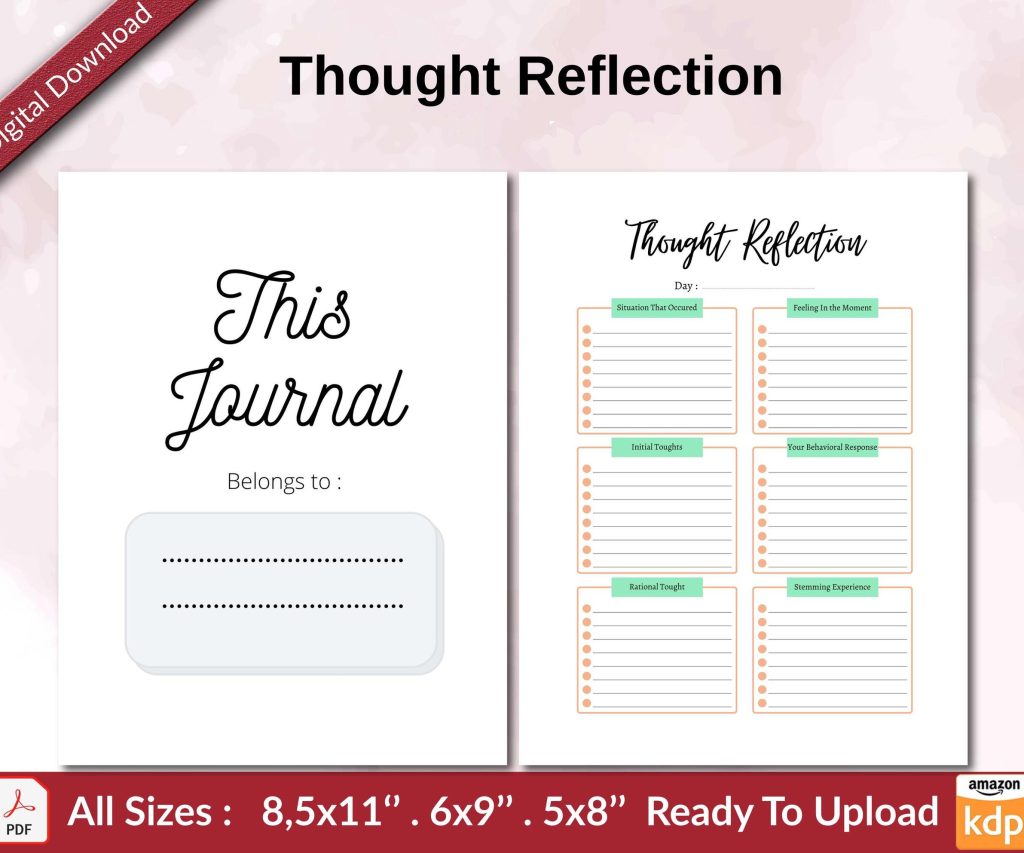 Thought Reflection KDP interior Ready To Upload, Sizes 8.5×11 6×9 5×8 inch PDF FILE Used as Amazon KDP Paperback Low Content Book, journal, Notebook, Planner, COMMERCIAL Use
