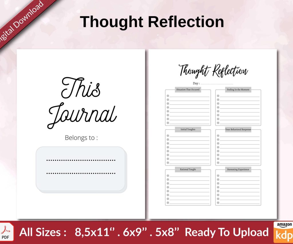 Thought Reflection KDP interior Ready To Upload, Sizes 8.5×11 6×9 5×8 inch PDF FILE Used as Amazon KDP Paperback Low Content Book, journal, Notebook, Planner, COMMERCIAL Use