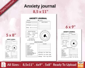 Anxiety journal KDP interior Ready To Upload, Sizes 8.5×11 6×9 5×8 inch PDF FILE Used as Amazon KDP Paperback Low Content Book, journal, Notebook, Planner, COMMERCIAL Use