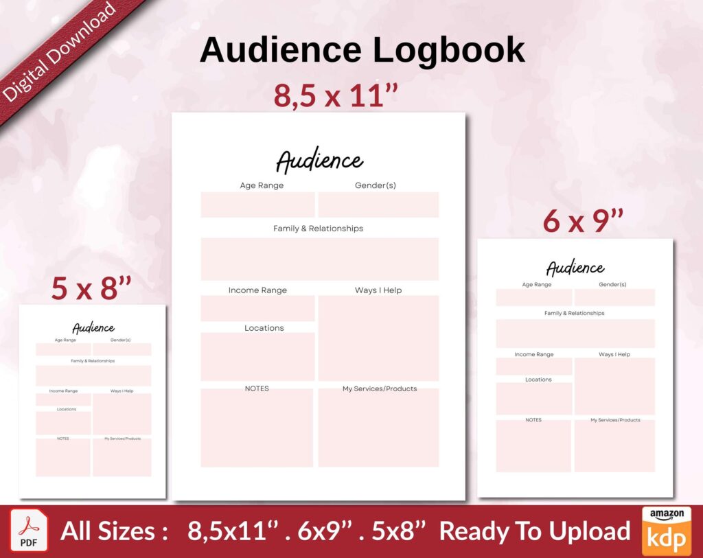 Audience Logbook KDP interior Ready To Upload, Sizes 8.5×11 6×9 5×8 inch PDF FILE Used as Amazon KDP Paperback Low Content Book, journal, Notebook, Planner, COMMERCIAL Use